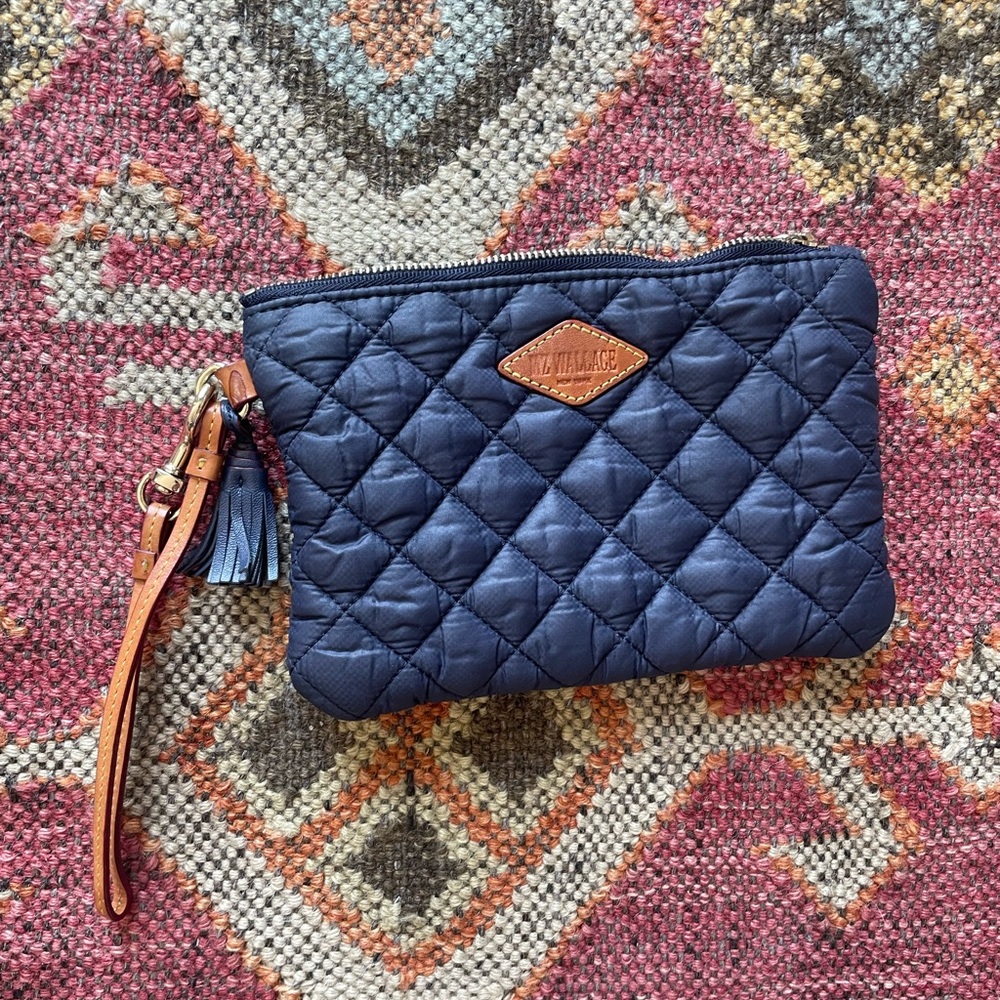 MZ Wallace Navy Wristlet Clutch
